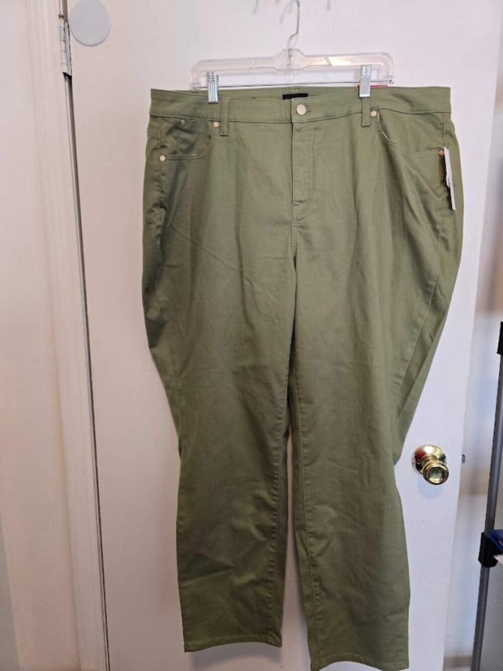 Talbots Women’s 20W Curvy Slim Ankle Jeans Olive Green Plus Size Stretch Denim